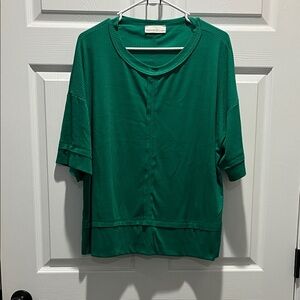 Zenana Emerald Green Short Sleeve Shirt